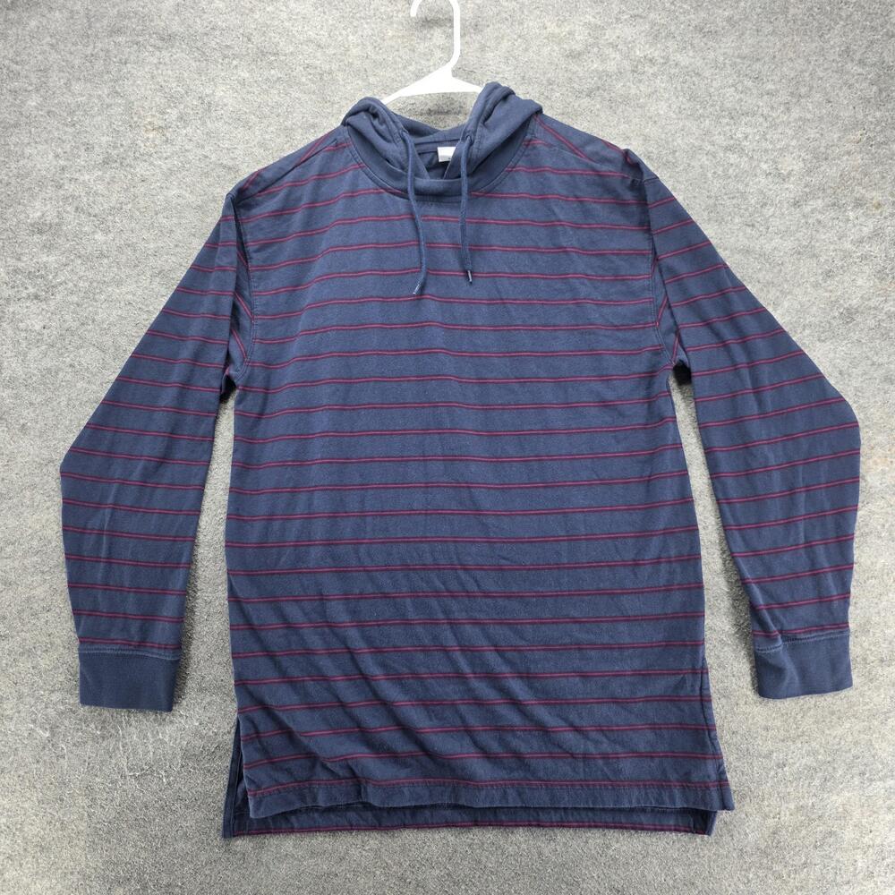 Urban Outfitters Hoodie Mens M Blue Pullover Hooded Drawstring Striped Cotton